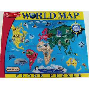 World Map Floor Puzzle 33 Piece Jigsaw Puzzle 3 x 2 Ft Melissa & Doug
